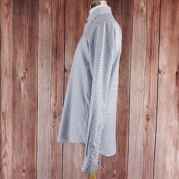 Suitsupply Mens Size 16.5L 42-7 Traveller Slim Fit LS Button Up Shirt White Blue - Picture 3 of 16